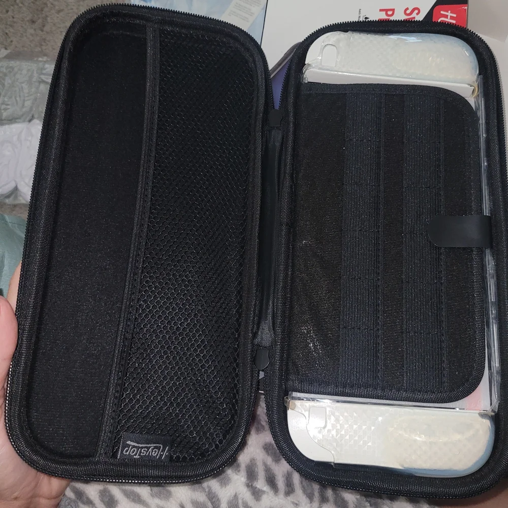 Portable Gaming Console Case with Red Accents